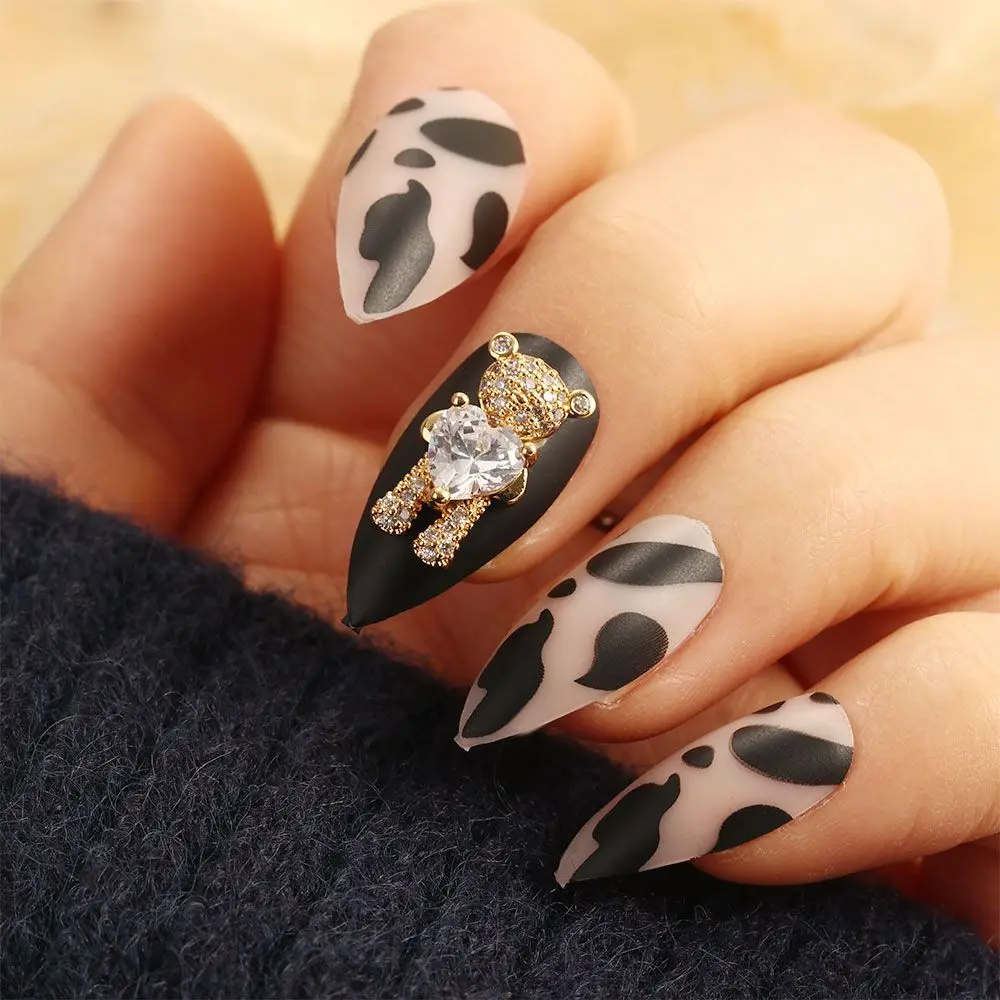 Alloy Shiny Manicure Design 3D Nail Rhinestones Bear Beating Heart DIY Nail Art Decorations Nail Jewelry