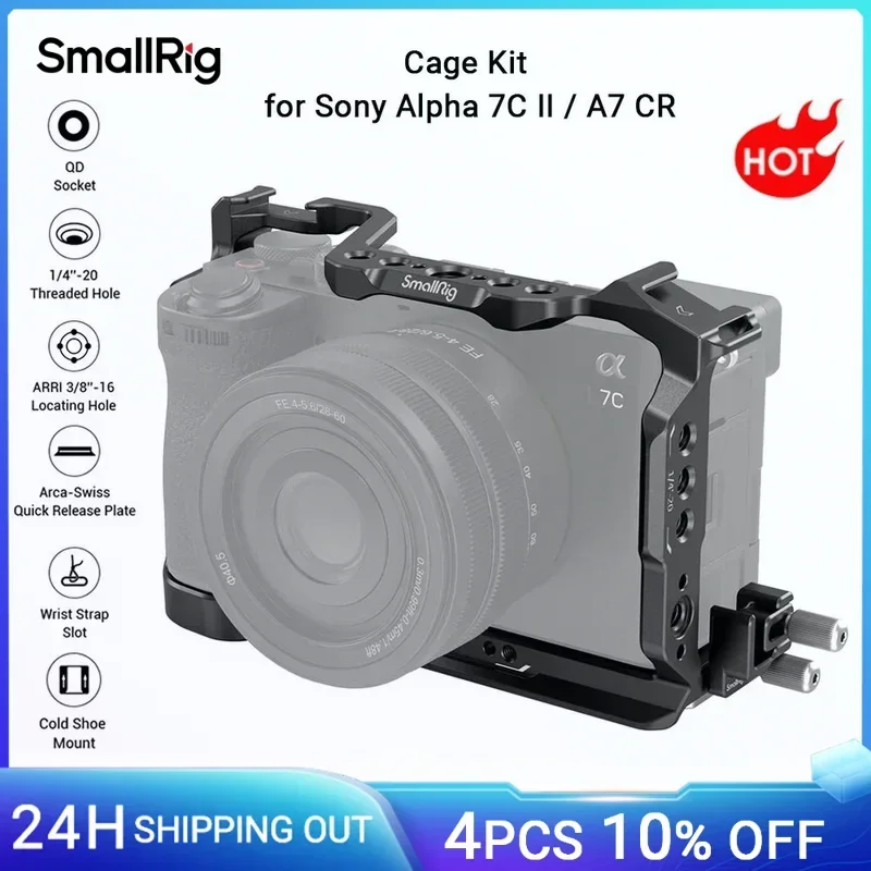 

SmallRig A7C II Cage Kit for Sony Alpha 7C II / Alpha 7CR Built-in Quick Release Plate with Cable Clamp w Shoe Mount -4422