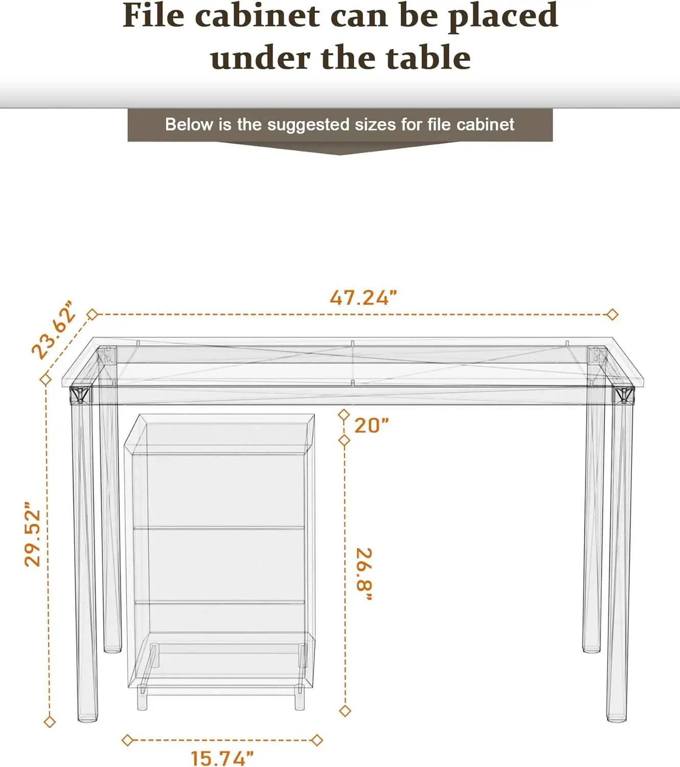 Teraves Computer Desk/Dining Table Office Desk Sturdy Writing Workstation for Home Office (47.24”, Beige + White Frame)