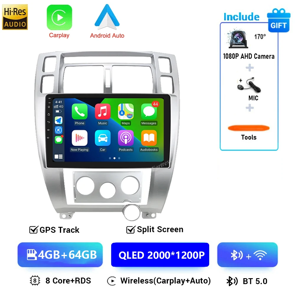 Android 16 Autoradio voor Hyundai Tucson 2004-2013 Multimedia Video Player Navigatie 2 Din DVD Head Unit Stereo Carplay luidsprekers