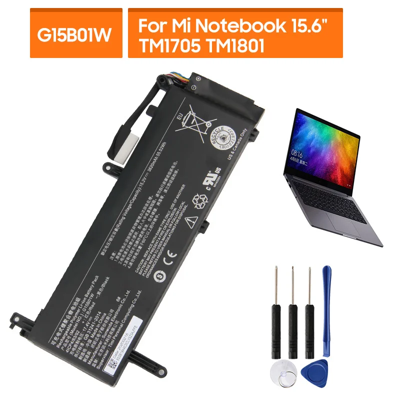 

Сменный аккумулятор G15B01W для Xiaomi Mi Notebook 15,6 дюйма TM1801 TM1705 GTX1050Ti/1060 171502-AK/AN/AA/I 3620 мАч