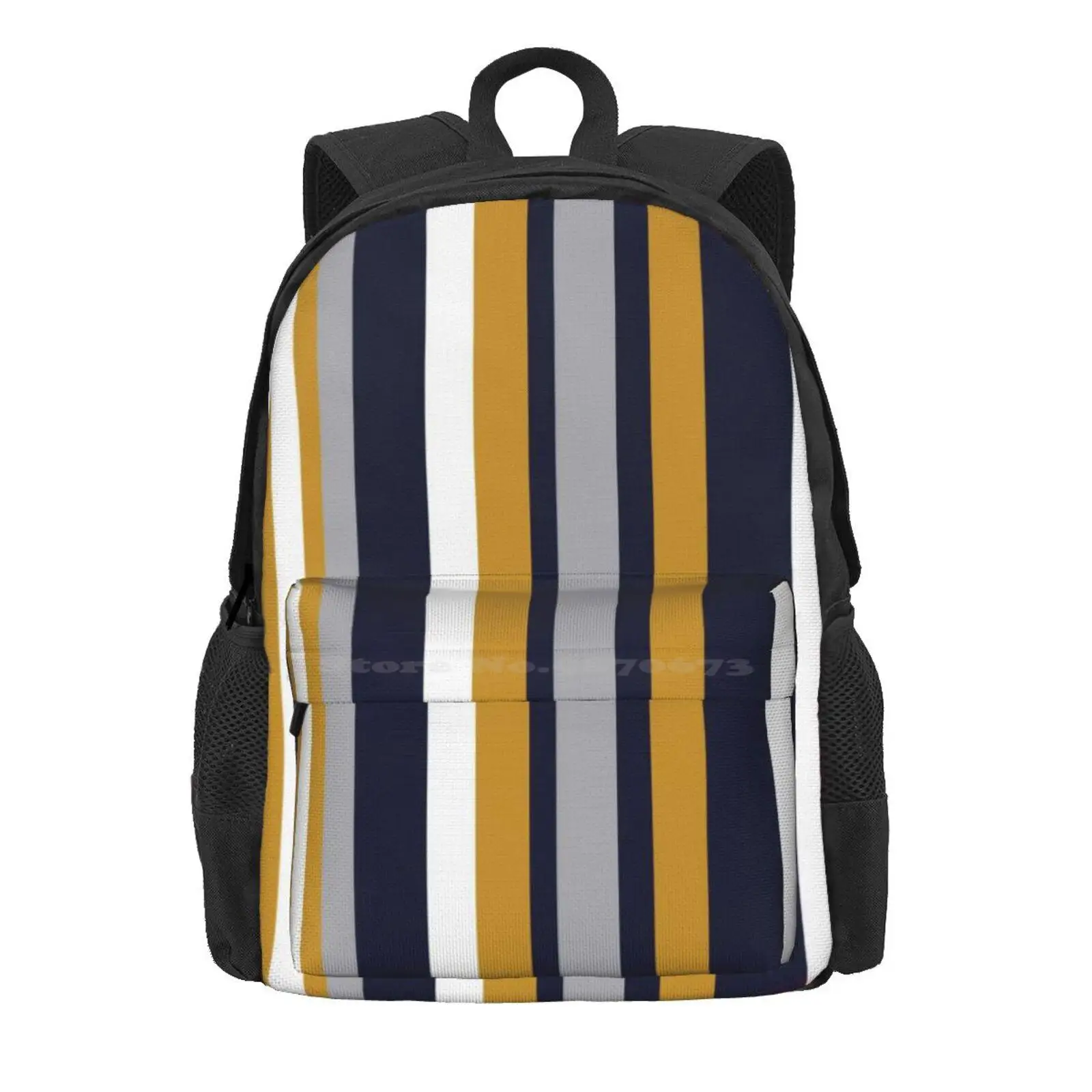 Modern Stripes Vertical Pattern In Honey Mustard Yellow, Dark Navy Blue, Gray, And White. Minimalist Color Block Hot Sale