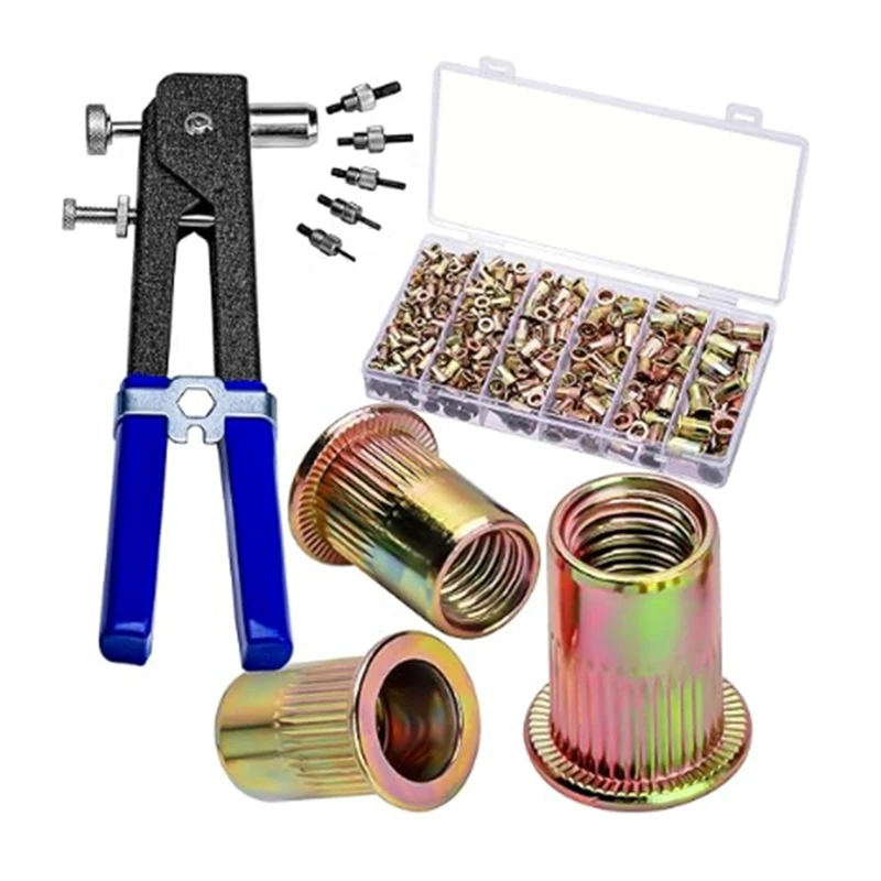 Kit di attrezzi per dadi per rivetti a pressione A95I, combinazione di dadi per rivetti metrici da 430 pezzi (M8/M6/M5/M4/M3), adatto per mobili, decorazioni
