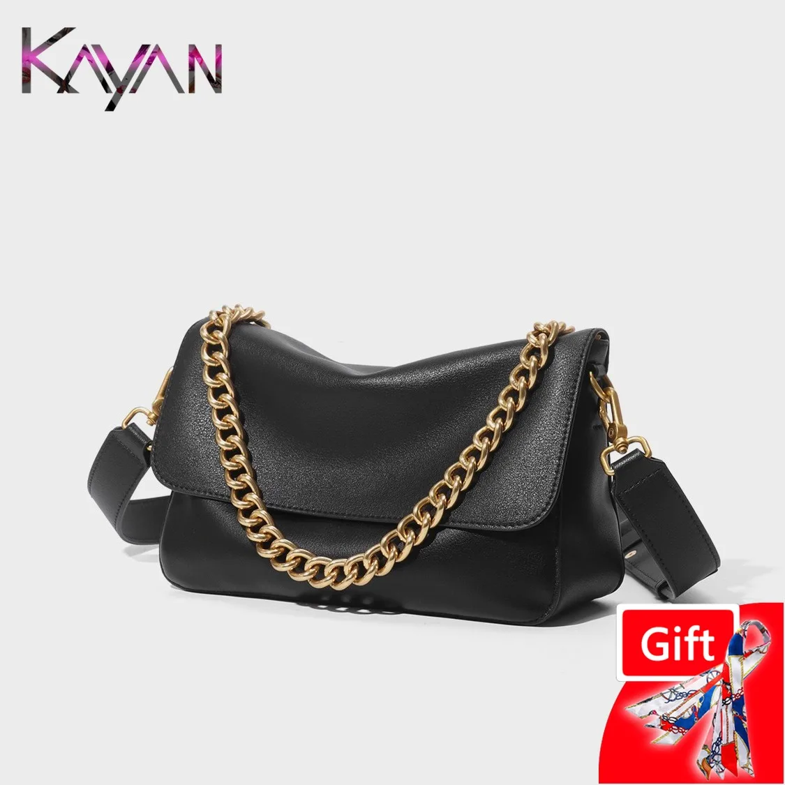 

Luxury Design Genuine Leather Women Shoulder Flap Chain Bag Fashion Cowhide Female Crossbody Handbag Ladies Square Purse Bag