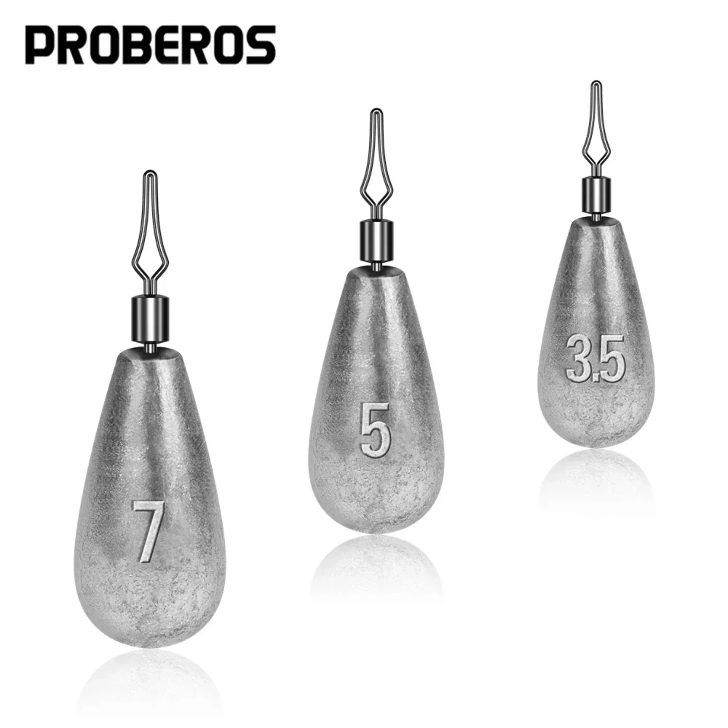 

PROBEROS 10pcs/box Drop Shape Fishing Sinker 3.5g-5g-7g-10g-14g-20g Drop Shot Weights & Pencil Sinkers Tackle Wholesale