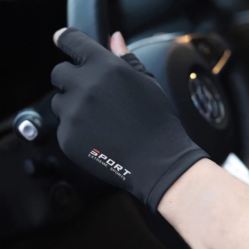 Sunscreen Gloves Men And Women Driving Fishing Touch Screen Ice Gloves Non-slip Exposed Second Finger Riding Gloves