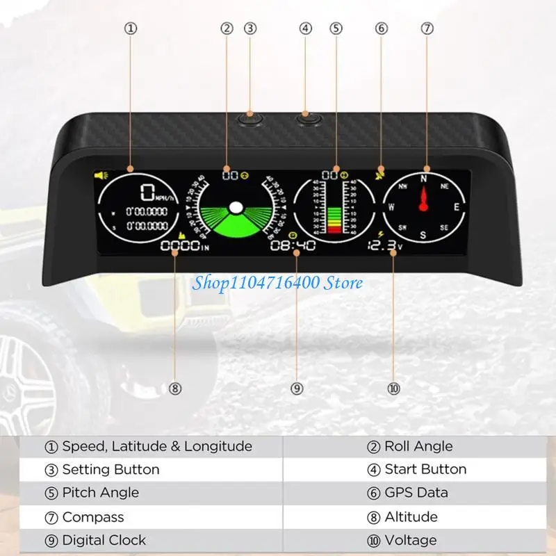 Y1gd pojazdy ciężarówki dla samochodów GPS miernik nachylenia prędkości elektroniczny kompas cyfrowy inklinometr alarmowy kąt