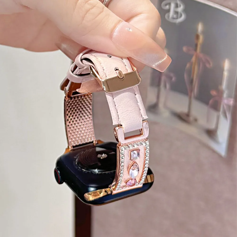 حزام جلد معدني نحيف لسلسلة ساعات أبل 10 9 8 7 se 6 5 4 Ultra2 لساعة iWatch 42 مللي متر 46 مللي متر 41 45 مللي متر 40 مللي متر 44 مللي متر سوار