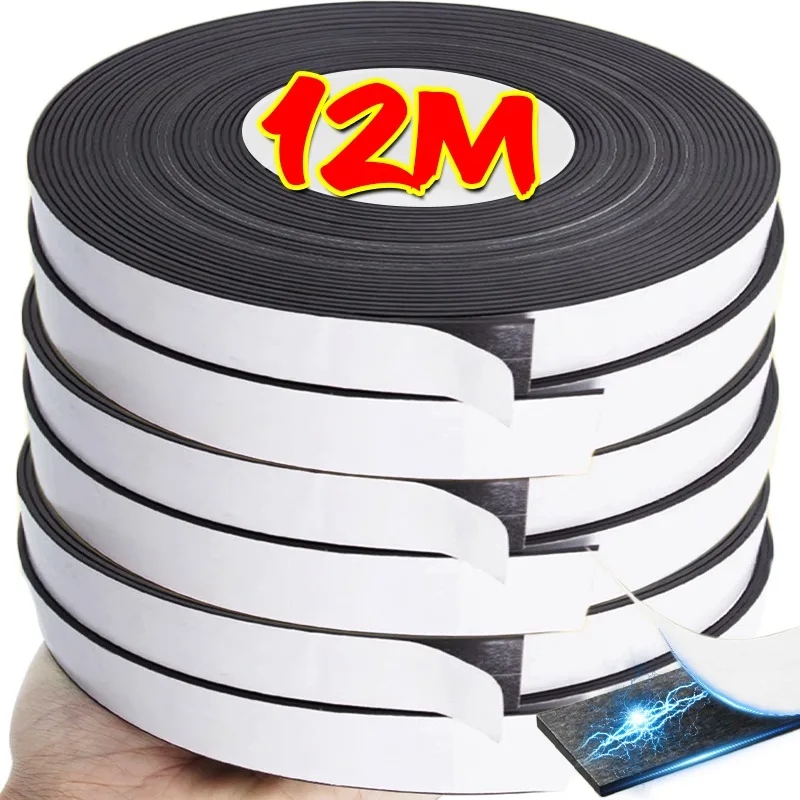 

1-12m Self Adhesive Magnetic Tape Flexible Magnet Strips with Adhesive Backing Whiteboards Fridge Sticky Magnets Tape DIY Crafts