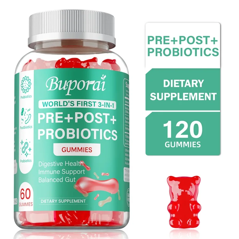

Pre+Post+Probiotic Gummies - Reduce Bloating, Regulate Gut Health, Beneficial Intestinal Bacteria, Metabolism, Non-GMO
