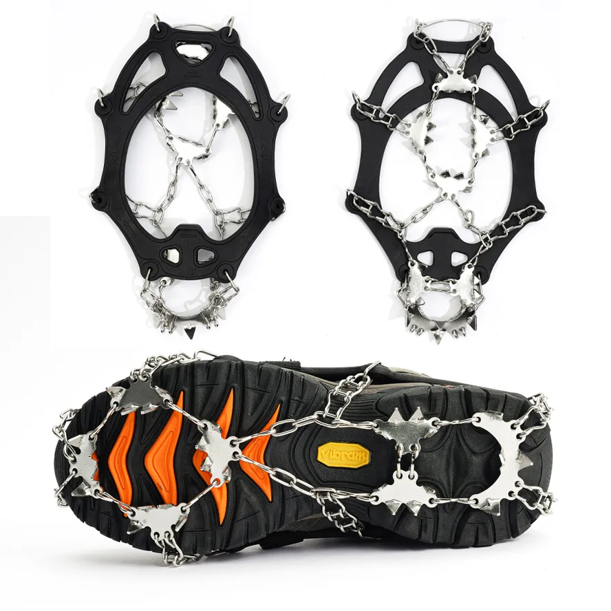 High Quality 28 Teeth Ice Cleats Anti Slip Rock Climbing Anti-Slip Shoe Covers Special Chain Crampons for Men Women Adults