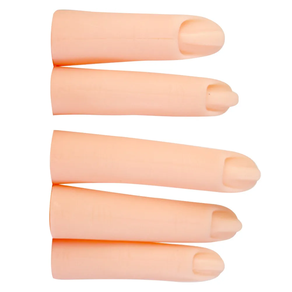 5Pcs Manicure Practice Fingers Silicone False Nail Art Training Artificial Fingers for Nail Art Supply Simulation