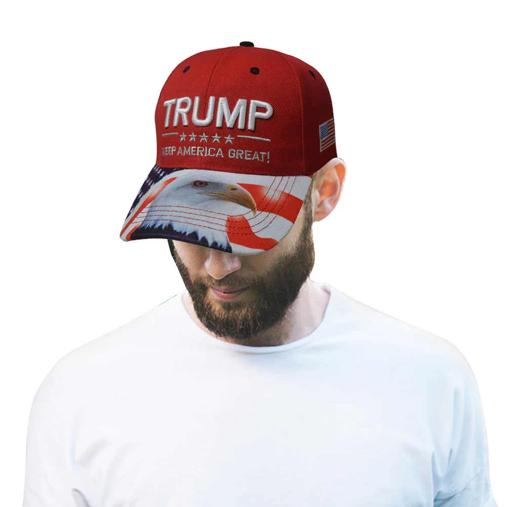 Trump Baseball Cap Casual Golf Caps Adjustable 3D Embroidery Hat Keep America Great with Eagle Pattern for Outdoor Sports