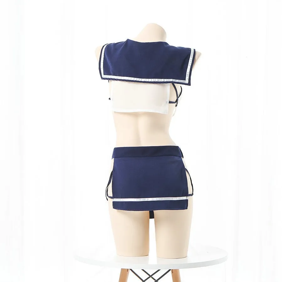 Sweet JK Sailor Uniform Sexy Lingerie Kawaii Student Top Panties Women See Through School Girl Cosplay Costumes