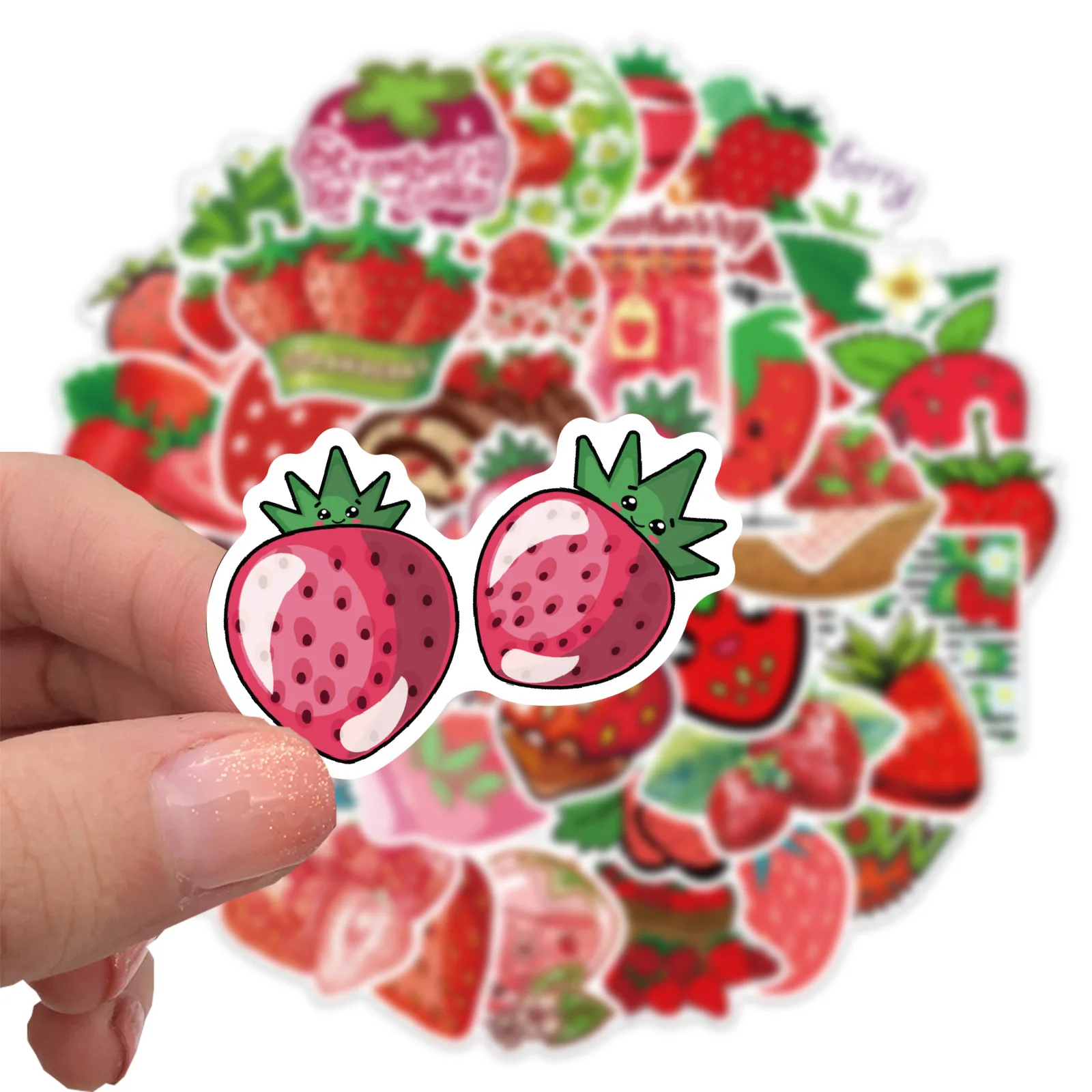 50 Stuks Vers Fruit Aardbeien Sticker Leuke Creatieve Prachtige Patronen voor DIY Laptop Scrapbook Decoratie Student Art Leveranties