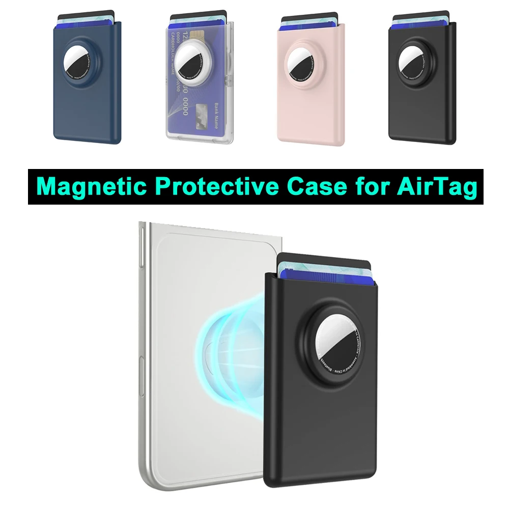 

Magnetic Protective Case for AirTag Holder Compatible with Magsafe Thin Cardholder Airtag Cases for iPhone 12-17 Series