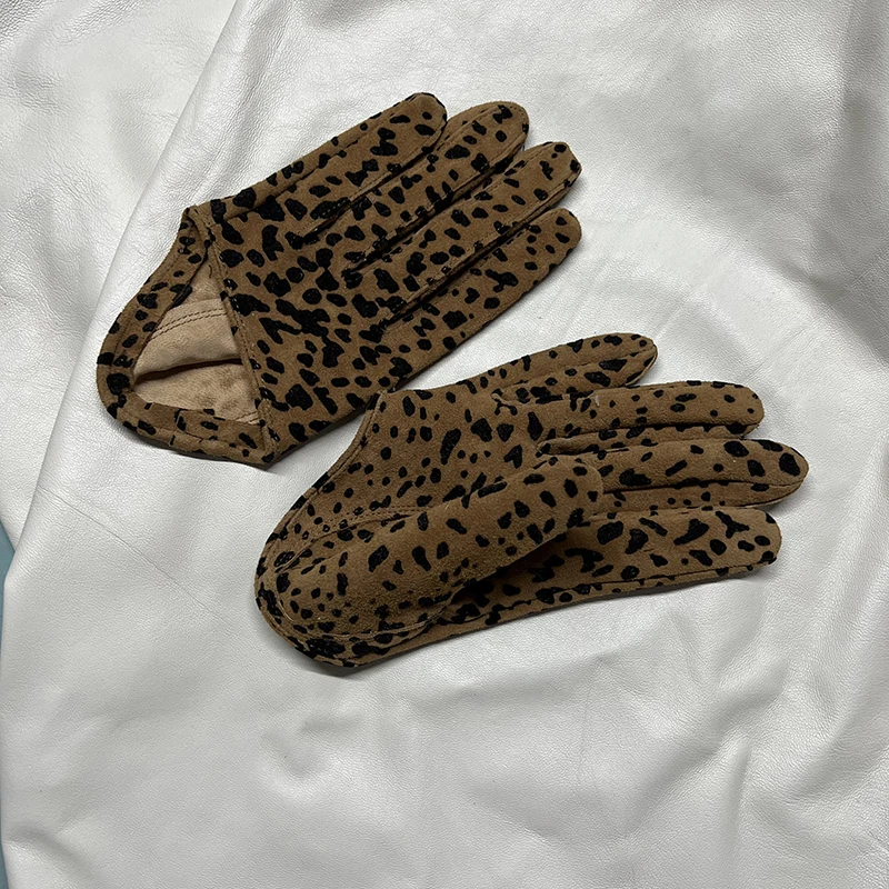 Sunscreen Gloves Women's Single Genuine Leather Half-palm Gloves Real Sheepskin Stage Show Driving gloves No Lining