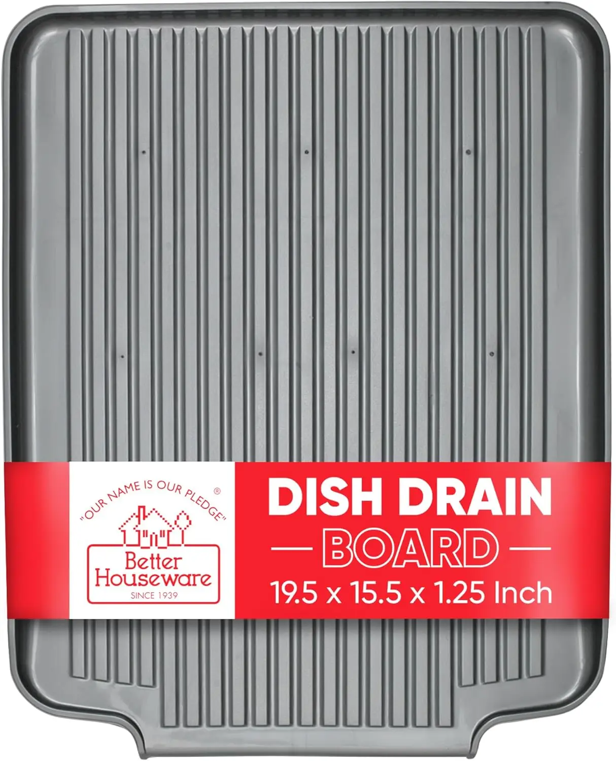 

Metallic Silver Kitchen Drain Board, 19.5 x 15.5 x 1.25' – Protects Countertops from Water Damage