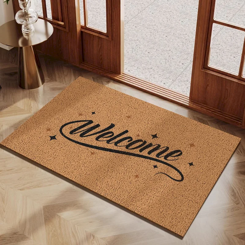 VIKAMA Solid Color Welcome Print Door Mat Minimalism Anti Slip Absorbent Carpet Home Interior Decoration