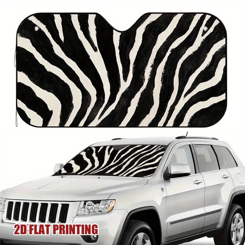 1pc Zebra Pattern Elegant And Efficient Car Sunshade, Suitable for Family Cars, a Must for Road Trips