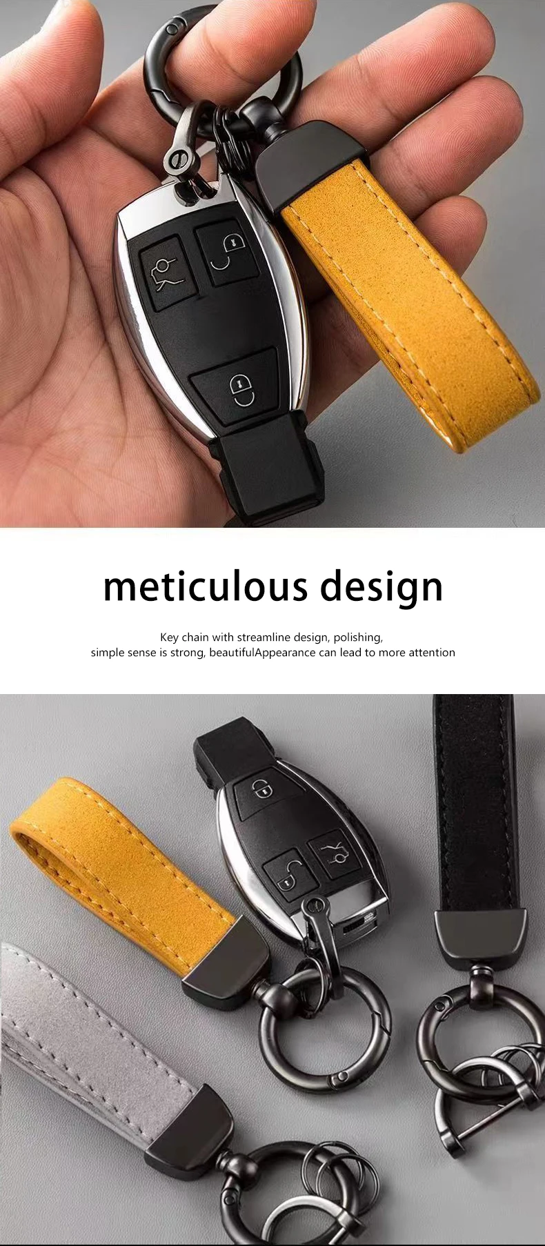 Multiple Colors Luxury Car Keychain Suede Leather Key Chain Pure Color Buckle Car Keyring Accessories Key Lanyard Gift