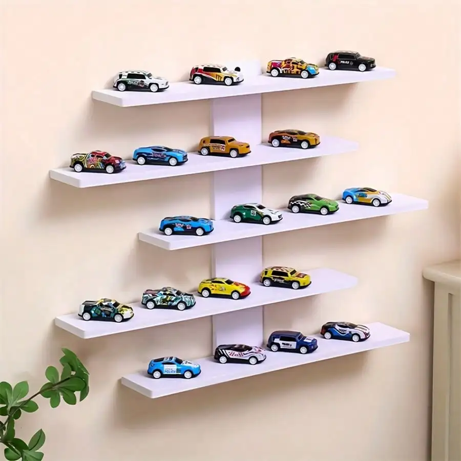 رف عرض حائط قابل للتعديل بدون أدوات مكون من 5 طبقات للألعاب تذكارات رف عائم موفر للمساحة