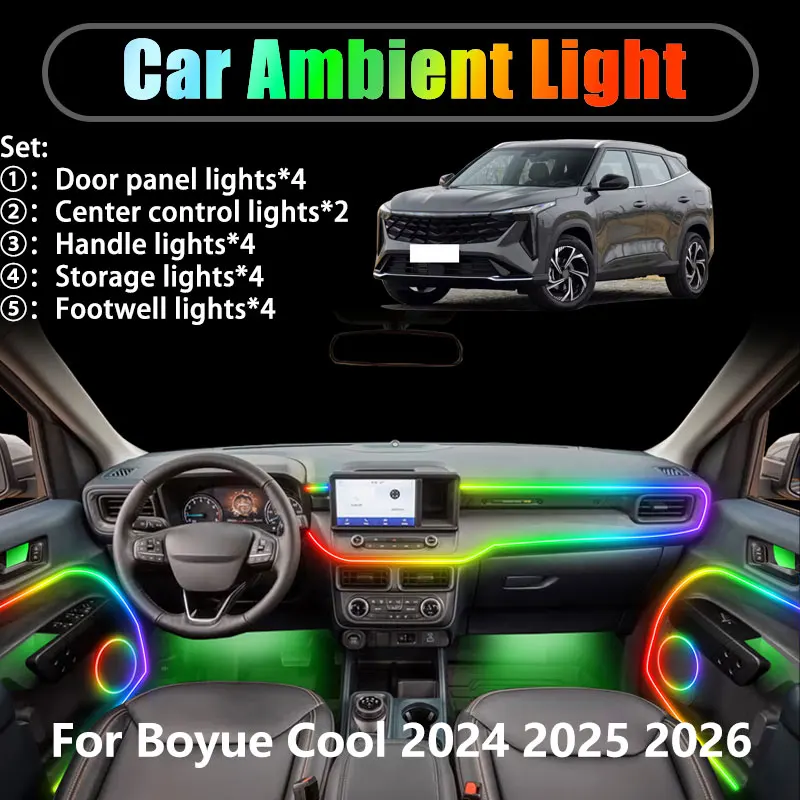 

Для Boyue Cool G426 2024 2025 2026 2/18 в 1, автомобильное окружающее освещение, светодиодный багажник, внутренние светодиодные фонари, USB RGB, ансамбль, стример, авто