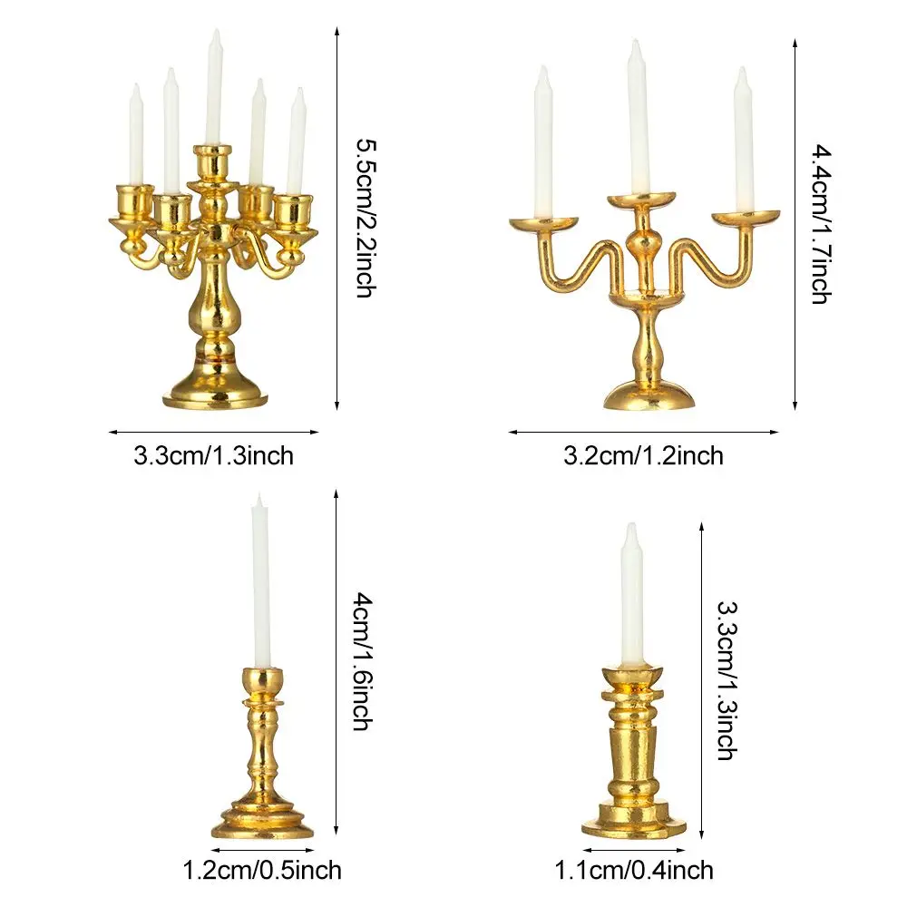 Portacandele per casa delle bambole in scala 1:12 Accessorio per bambola candeliere in miniatura Mini ornamento da tavolo Modello di scena per casa da gioco Giocattolo per bambini