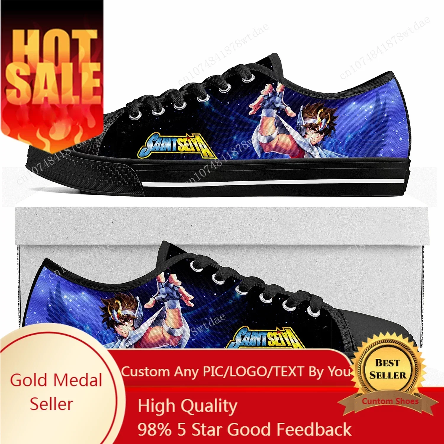 

Saint Seiya Low Top Sneakers Womens Mens Teenager High Quality Canvas Sneaker Casual Anime Cartoon Manga Comics Customize Shoes