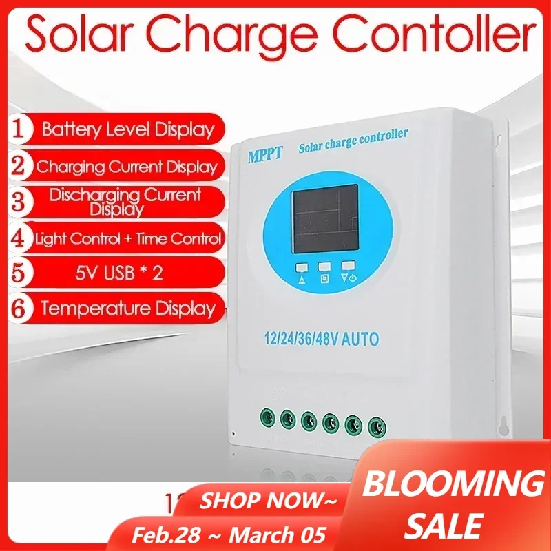 Mpptソーラー充電コントローラー、自動セルパネル充電レギュレーター、鉛蓄電池、リチウム電池、120 a、150a、デュアルUSB、12v、24v、36v、48v