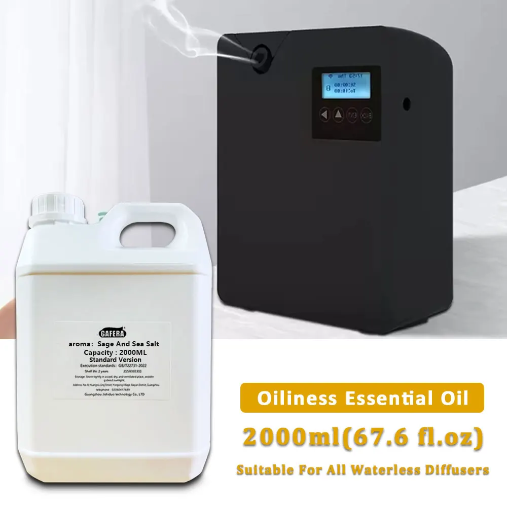 GAFERA 2000ml (67.6 fl.oz) Sage And Sea Salt Essential Oils - For All Waterless Diffuser, Diffuser Replenish Aromatherapy Oil