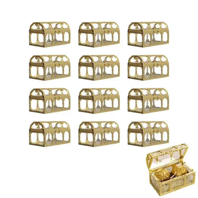 Transparent Treasure Box 12PCS Hollow Wedding Candy Box Chocolates Container Jar Storage Containers Case Anniversary Festival