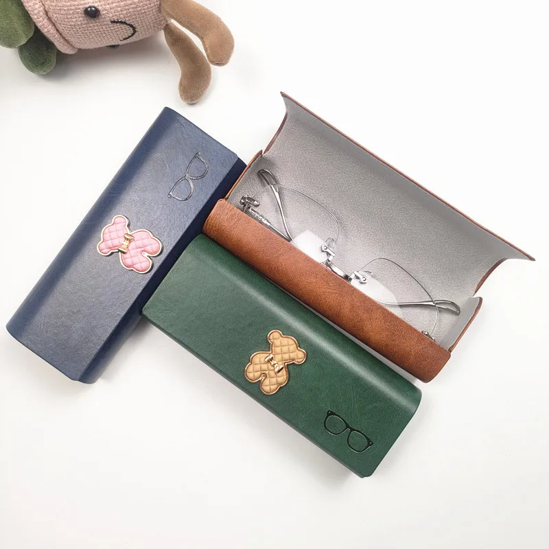 

PU Leather Hard Spectacles Box Women's Bear Pattern Glasses Case Hard Anti Press Sunglasses Box Eyeglasses Cases
