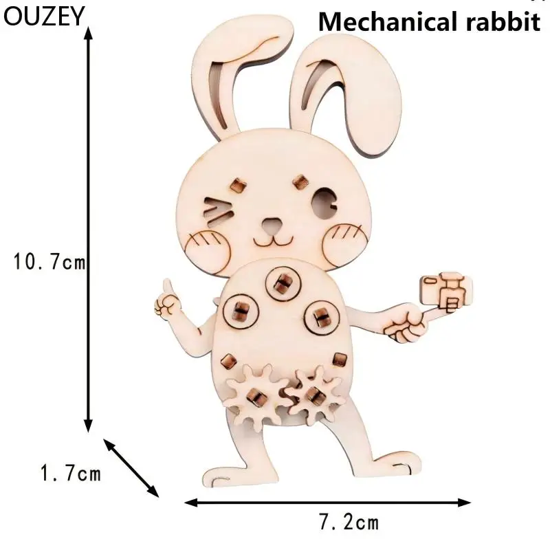 OUZEY 16 مجموعات ثلاثية الأبعاد لغز خشبي نموذج الحيوان ألعاب مونتيسوري للأطفال الحرف الهيكل العظمي الجمعية طقم هدايا بنة خشبية
