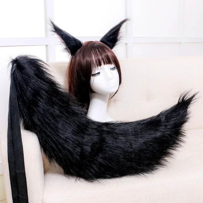 Animal Fox Ear Long Tail Furry Headband Prop Party Fancy Dress Lovely Lolita Anime Cosplay Costume Halloween Christmas MN3