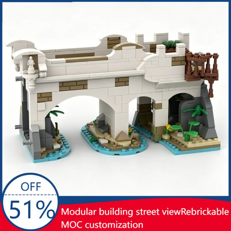 

514PCS Governors Island Bridge To Prison Tower MOC City Street View Architecture Building Blocks Assembly Educational Toy Gift