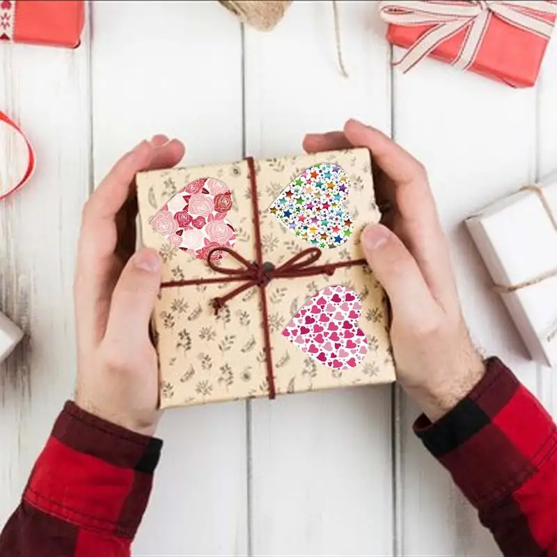 500 шт., рулоны наклеек в форме сердца, креативные этикетки, самоклеящиеся наклейки в форме сердца, инновационная клейкая этикетка в форме сердца