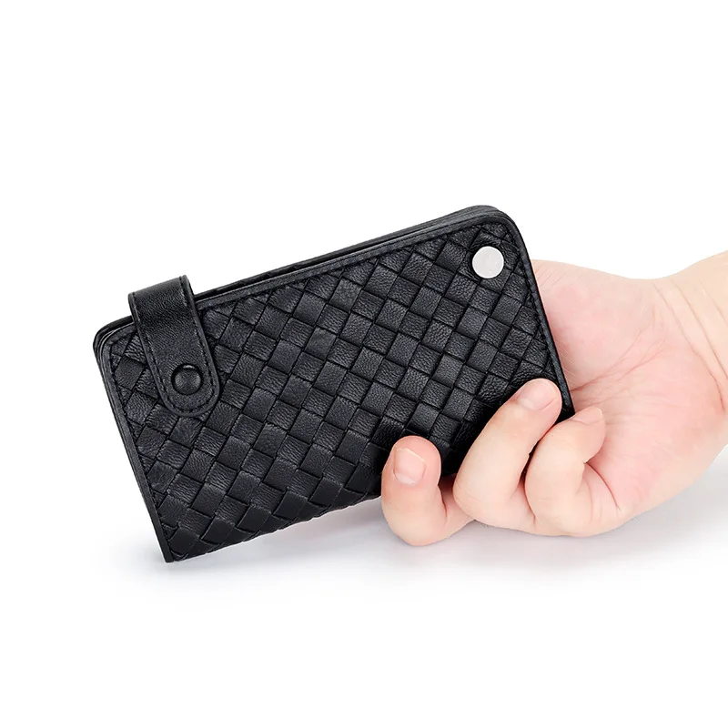 Card Bag Men's and Women's Three-page Woven SheepskinSleeve Large Capacity 42-slot Leather Business Card Holder Credit Card Case