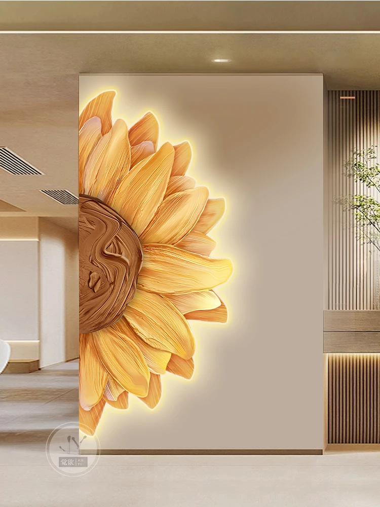 

Sunflower Entrance Decoration Painting Modern Simple LED Light Emitting Painting High-end Atmosphere Light Corridor Painting