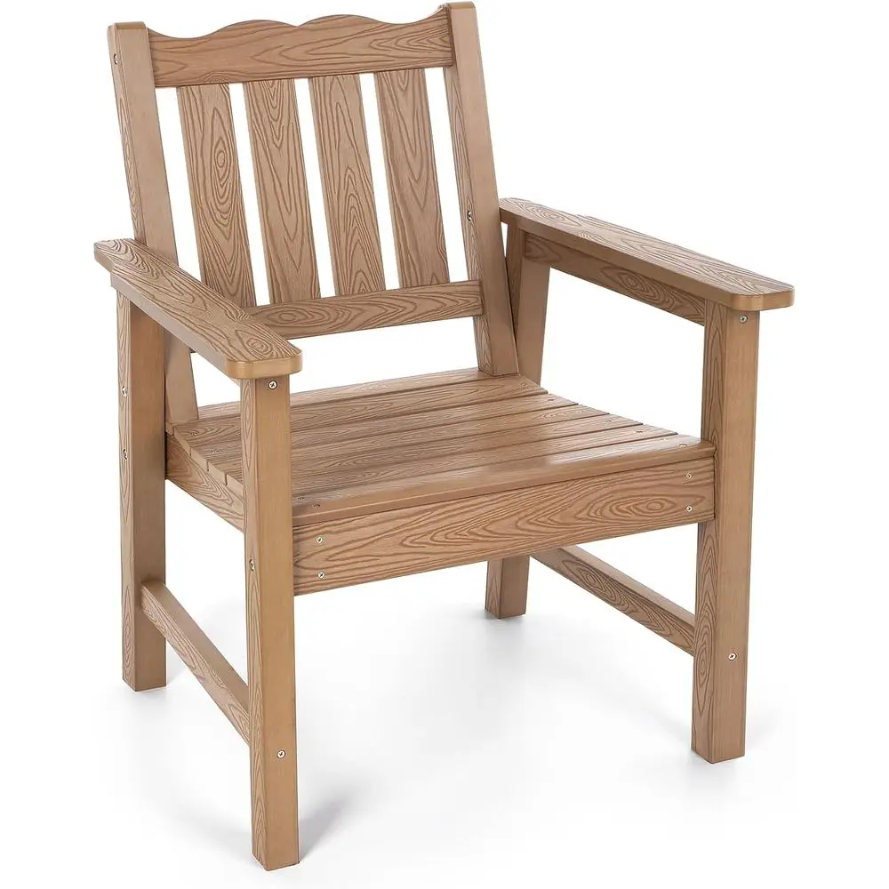 

Стул для патио, всепогодный уличный стул с грузоподъемностью 400 фунтов, похожий на настоящее дерево, для патио, террасы, бассейна и заднего двора, тик