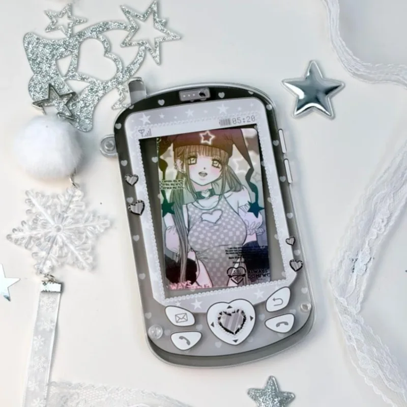 Retro Flip Phone Style 3/3.5 Inch Acrylic Photo Frame, Y2K Card Display & Storage Holder, for Anime Kpop Collectibles Desk Decor
