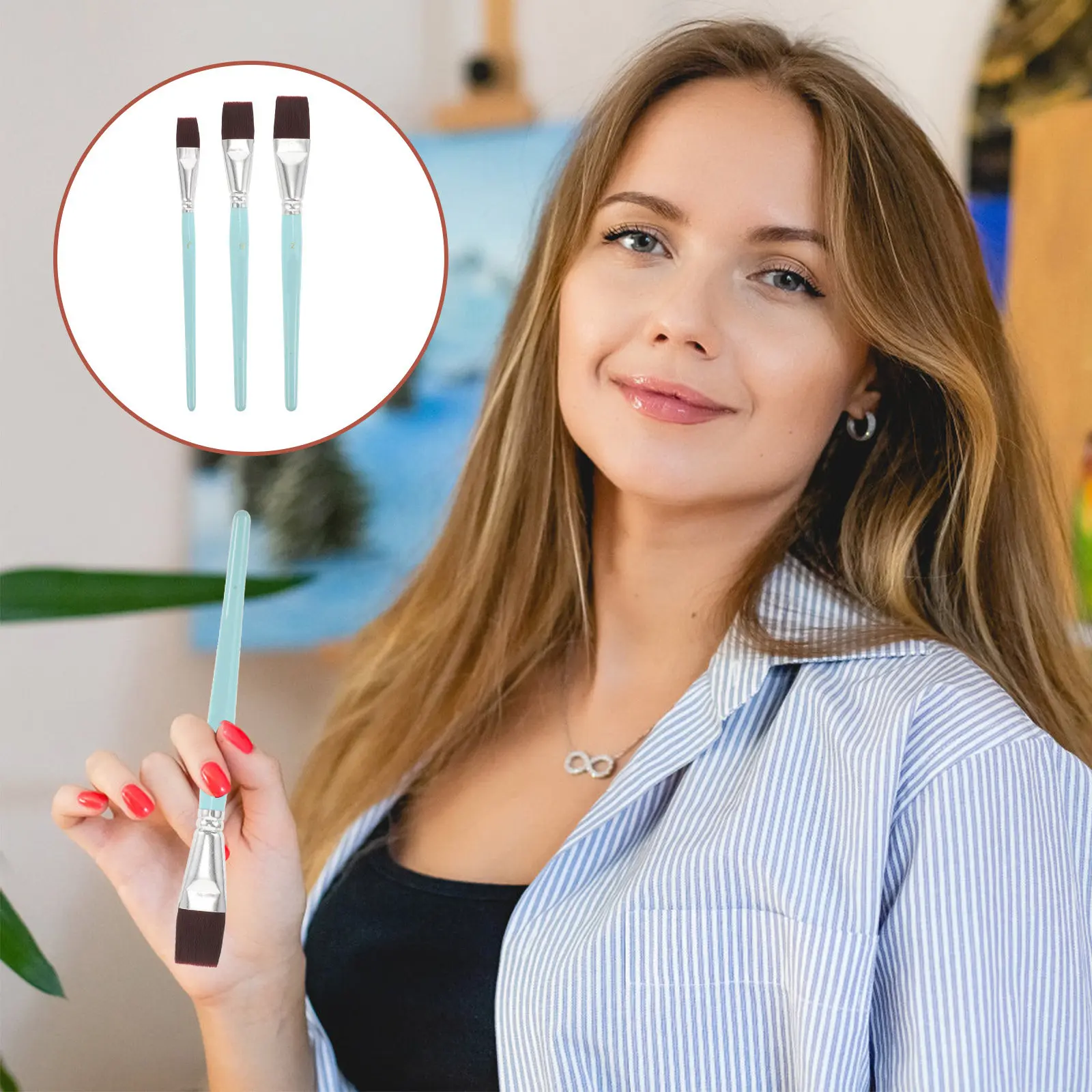 1Set Oil Painting Brush Set High Quality Wooden Handle Nylon Bristles Ergonomic Painting Tool for Artist Acrylic Watercolor