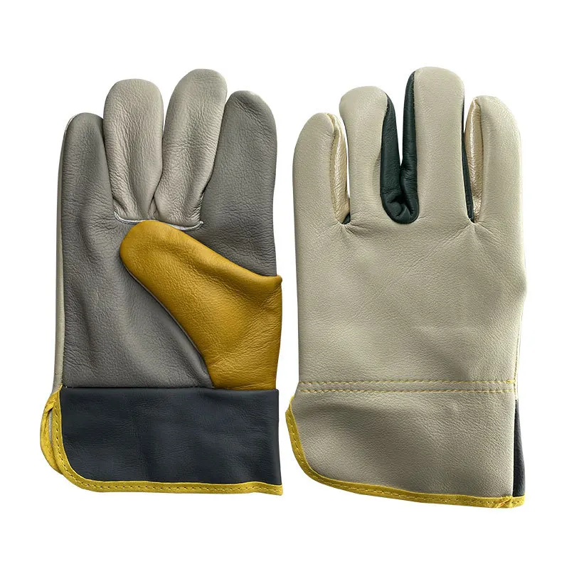 Guantes de cuero de flores para soldador de soldadura, guantes de cuero coloridos para Conductor, resistentes al desgaste, guantes de seguro de trabajo