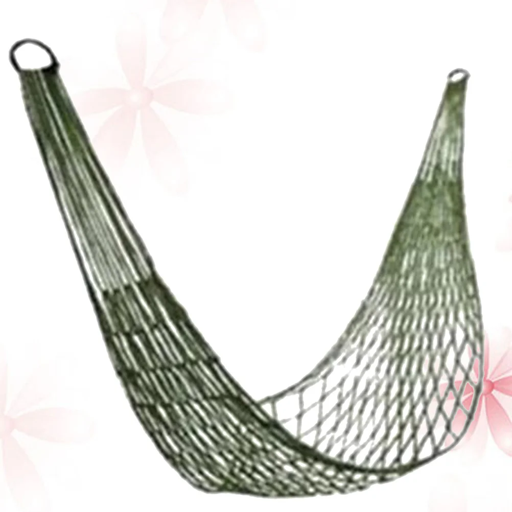 

1Pcs Dark Green Nylon Rope Hammock Mesh Sleeping Bed Durable Portable for Camping Hiking Traveling Outdoor Activities