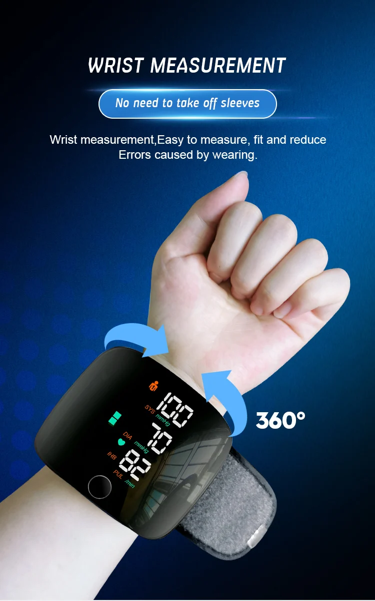 AJC Digital Recharge Wrist Blood Pressure Monitor Sphygmomanometer Tonometer Tensiometer Heart Rate Pulse Meter for home