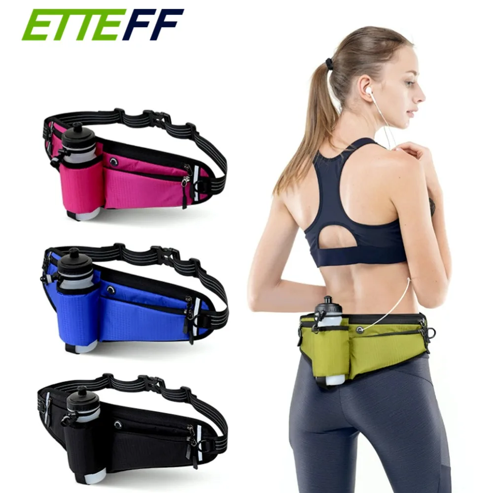 AliExpress ETTEFF Waterproof Hydration Running Belt with 90° No-Bounce Bottle Holder - Adjustable Reflective Waist Pack for Hiking, Cycling, Gym