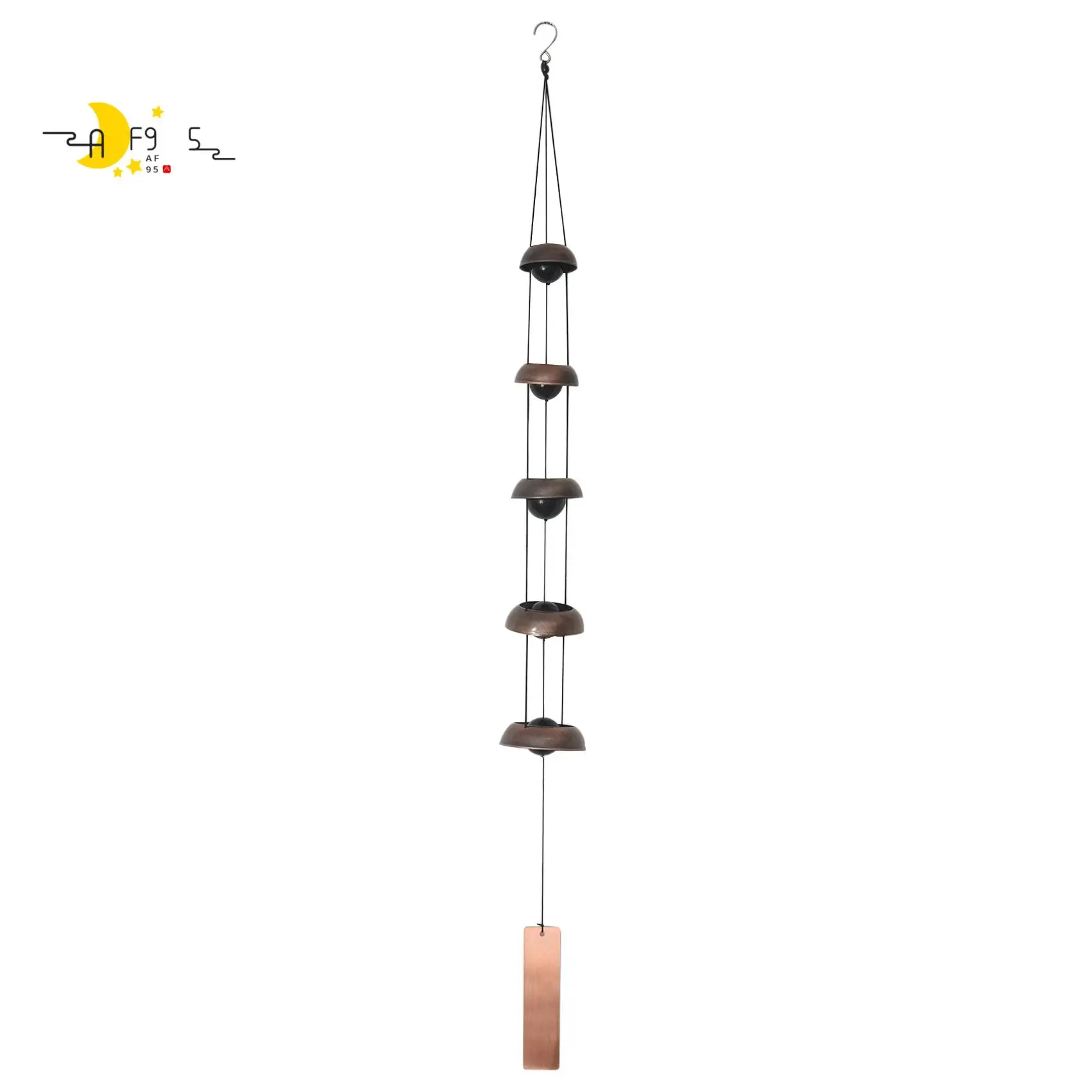 

AF95-Bell Wind Chimes Temple Wind Bell With 5 Bells,Feng Shui Wind Chime For Home Yard Outdoor Decoration Memorial Wind Chime