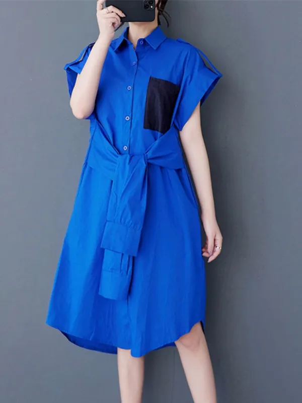 

Свободный модный дизайн с поясом на талии Midi irt Dr, женское лето 2022, корейский Sle на пуговицах, ort Sve Pure Color