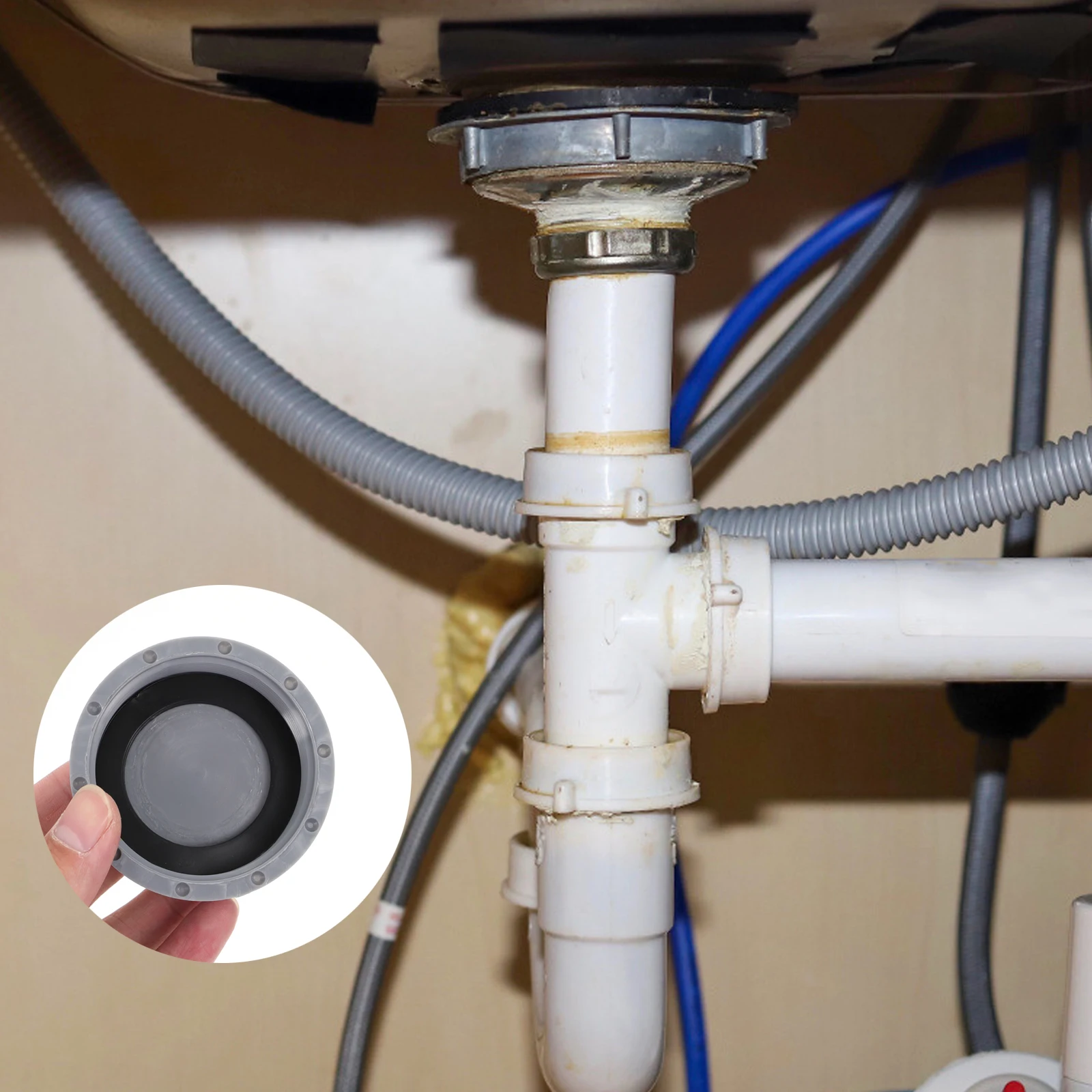 

6 шт. сливные крышки из полипропилена, заглушки для кухонной мойки, прочные, утолщенные, устойчивые к коррозии, легкие, серые, бытовые