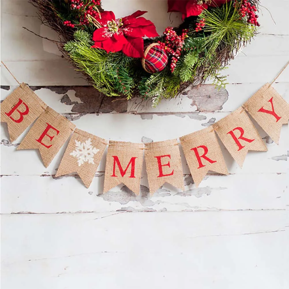 

Christmas Hanging Banner Festive Bunting Decorations Room Wall Window Mantel Table Supplies Perfect Embellishment Memorable